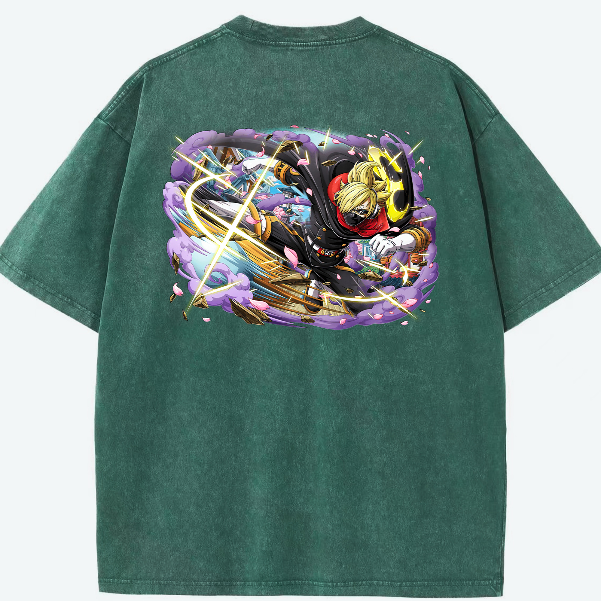 ワンピース サンジ ONE PIECE Sanji 綿100% ヴィンテージ風 半袖Tシャツ（背面プリント）